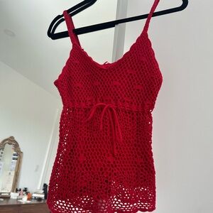 Vintage Red Crochet Top